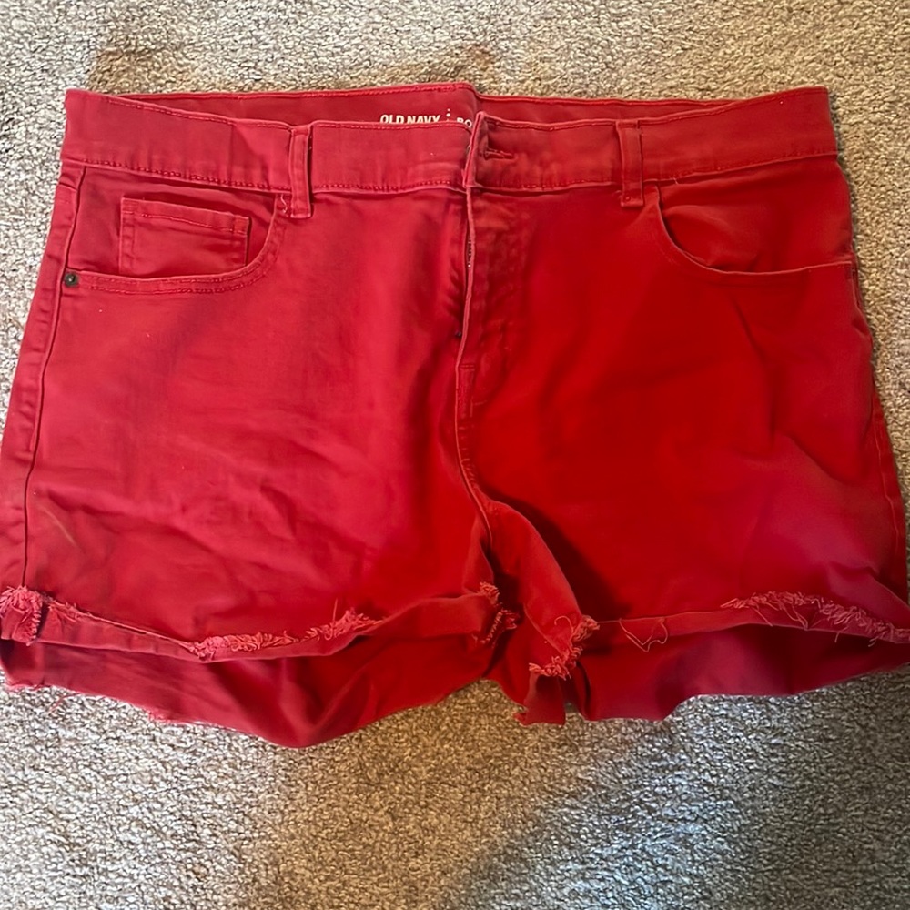 Boyfriend red jean shorts